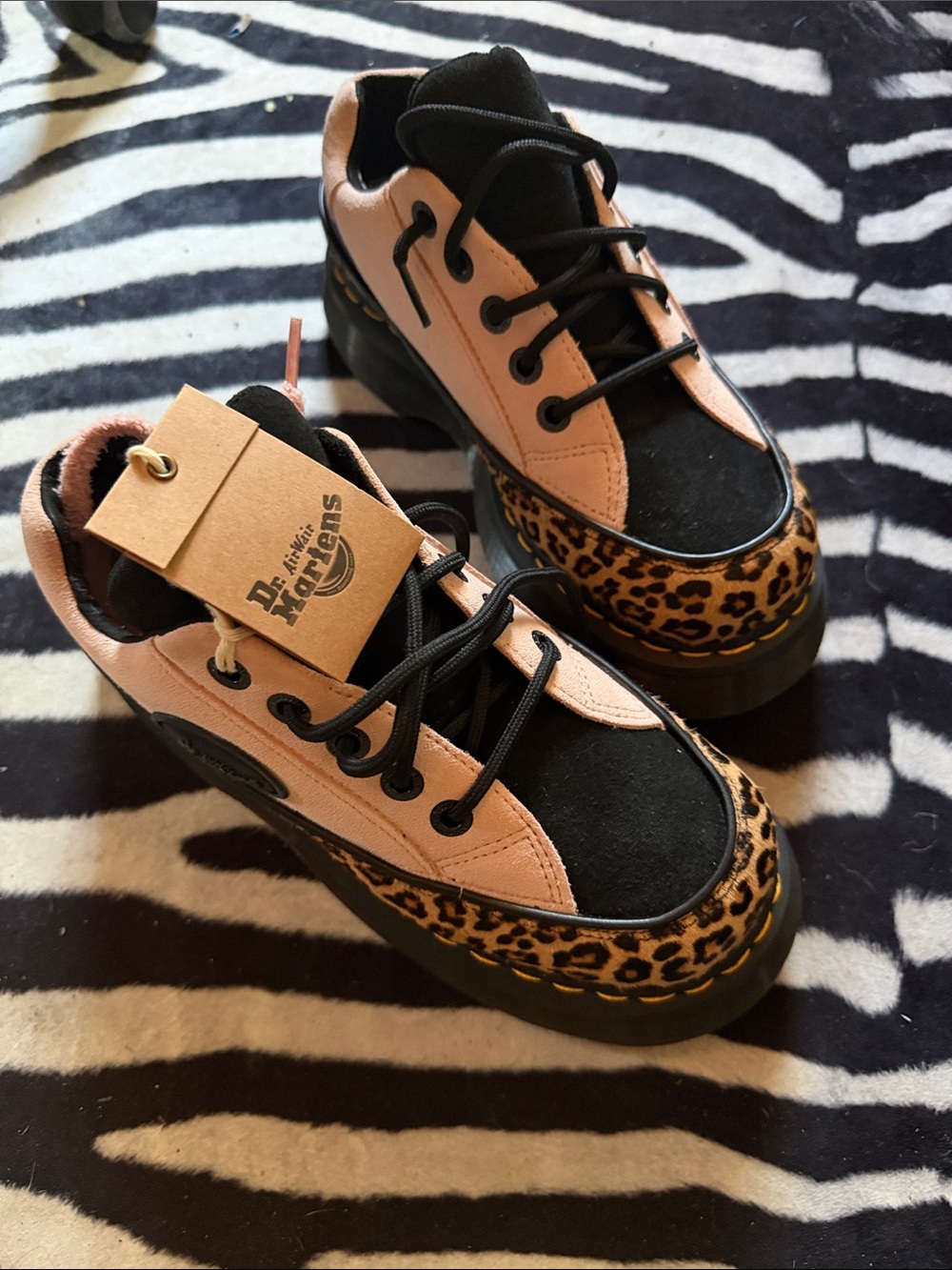 Dr. Martens  Black, Pink & Leopard-Print Platform creepers